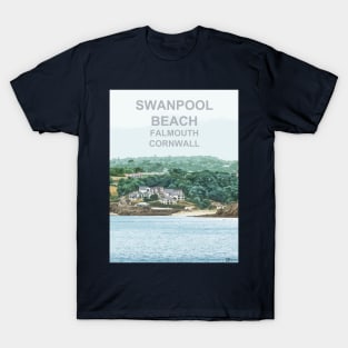 Swanpool Beach Falmouth Cornwall. Cornish gift. Travel poster T-Shirt